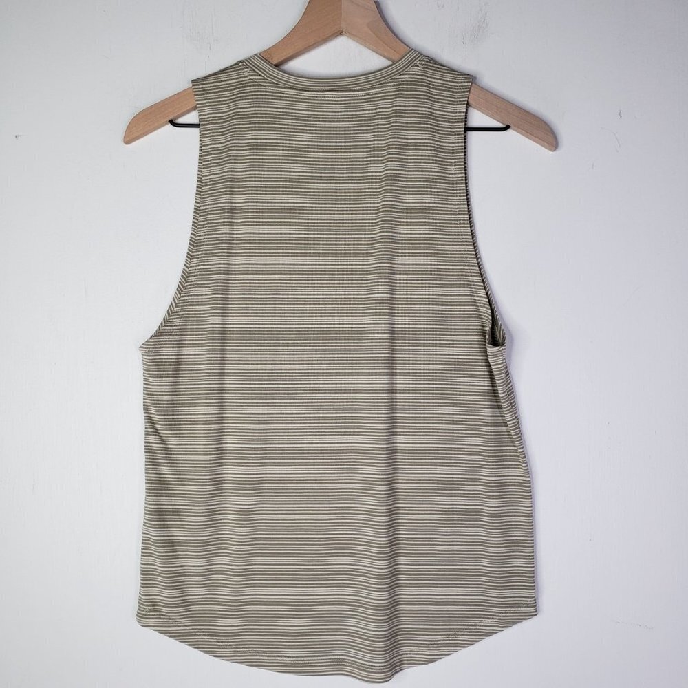 Athleta Cloudlight Striped Muscle Tank XS Olive Ivory - Picture 6 of 7